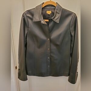 Caslon Black Leather Women's Shacket Medium